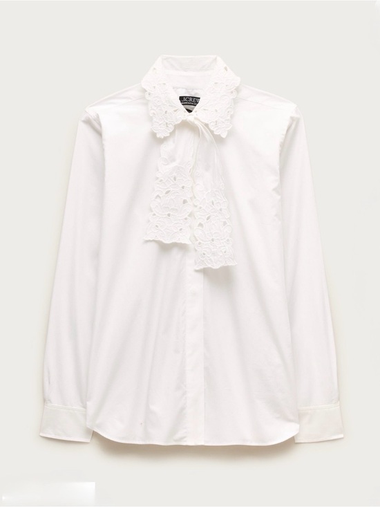 J. Crew Tops - J. Crew White Lace Tie-Neck Shirt